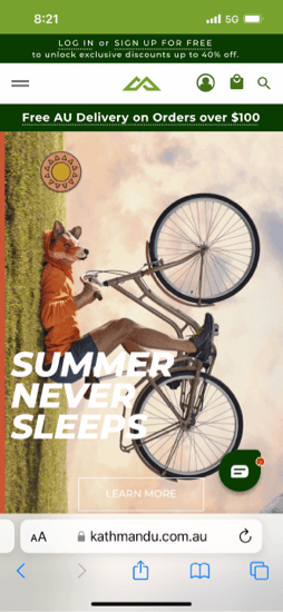 Kathmandu pwa site screenshot